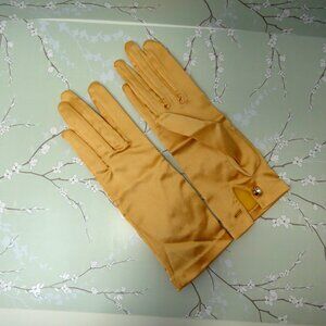 Vintage Kay Fuchs Gold Stretch Gloves Western Germany Rhinestone Button Evening